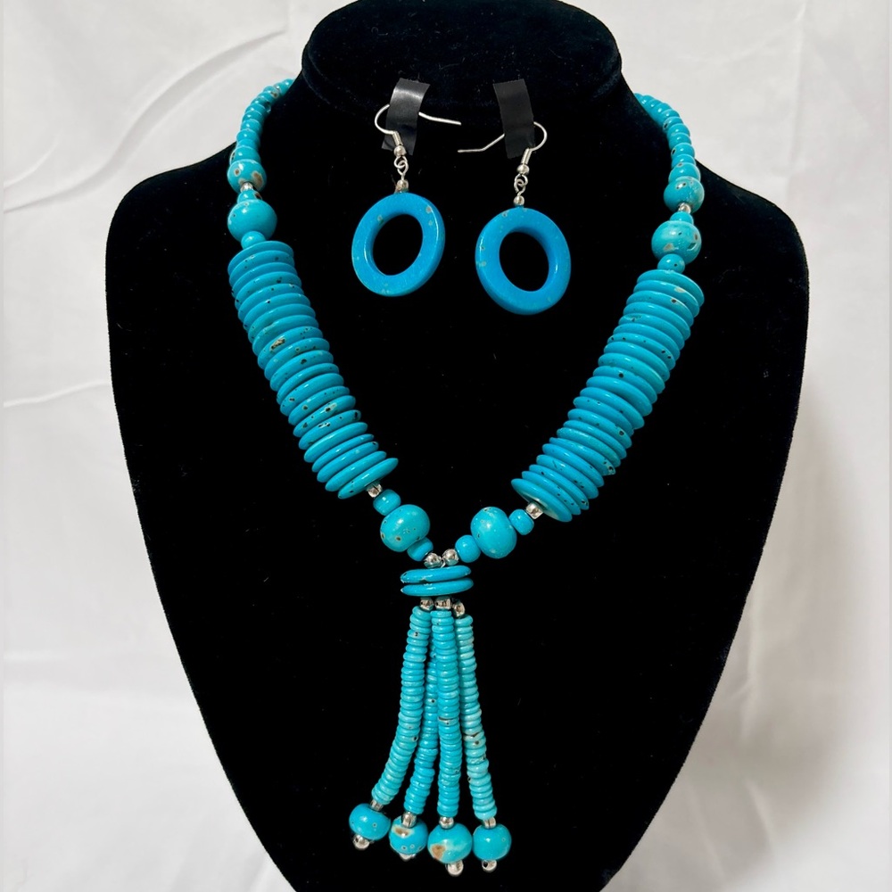 Bone Beaded Necklace and Earring Set